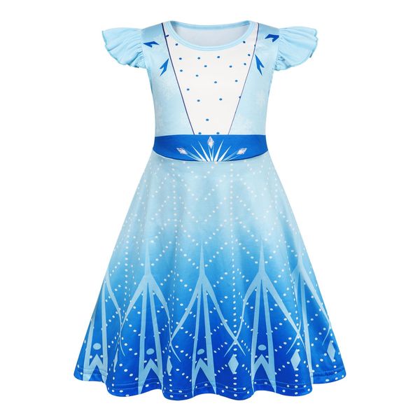 Sukyfecde Girls Princess Dresses Toddler Kids Costume Birthday Party Dress Halloween Cosplay Outfits 4t Blue