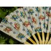 Folding Bamboo Hand Fan - Thai Elephant Fabric - Cream