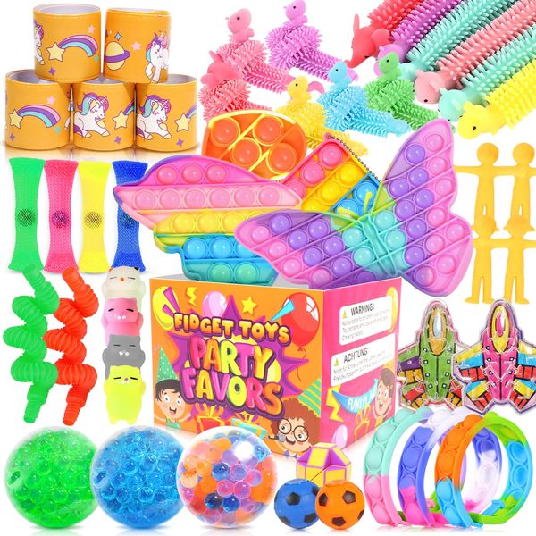 Fidget Toys Pack,40Pcs Sensory Fidget Toy Set TIK Tok Anxiety Relief Toys for Autism, Party Favors, Classroom Stress Relief Prizes, Birthday Party Gift for Girls Boys Adults