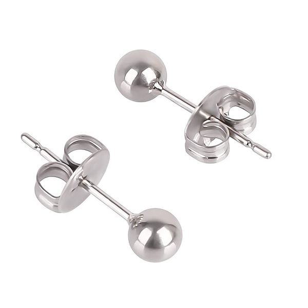 VGACETI 3mm 4mm Hypoallergenic Pure Titanium Ball Post Stud Earrings for Sensitive Ears in Multiple Colors for Women Girls High Polished (Shiny Grey Diameter:4.0mm)