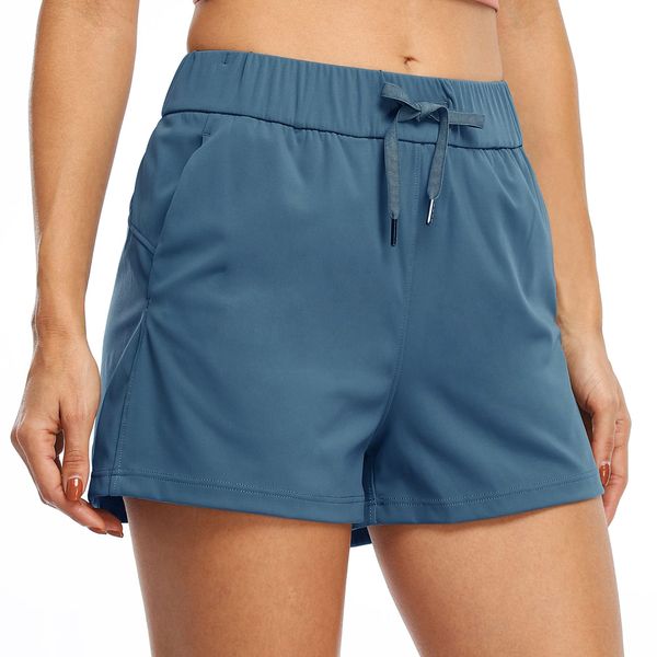 WILLIT Damen Shorts Wanderhose Yoga Lounge Shorts Sporthose Aktiv Laufen Shorts Comfy Casual Shorts mit Taschen 2.5" Blaue M