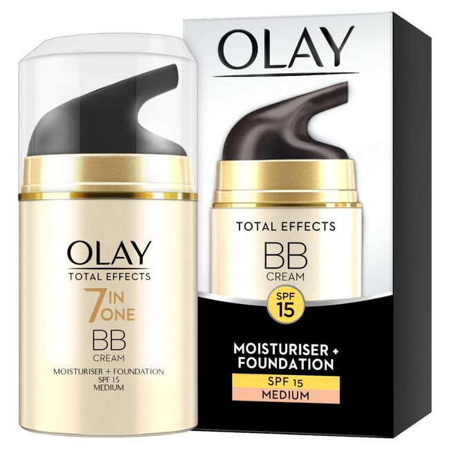 Olay 7-in-1 Total Effects Anti-Ageing BB Cream SPF15 for Medium Shade, Fights The 7 signs of Ageing and Evens Skin Tone, 50 ml