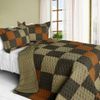 Onitiva [Believe Love] 3PC Vermicelli-Quilted Patchwork Quilt Set (Full/Queen Size)