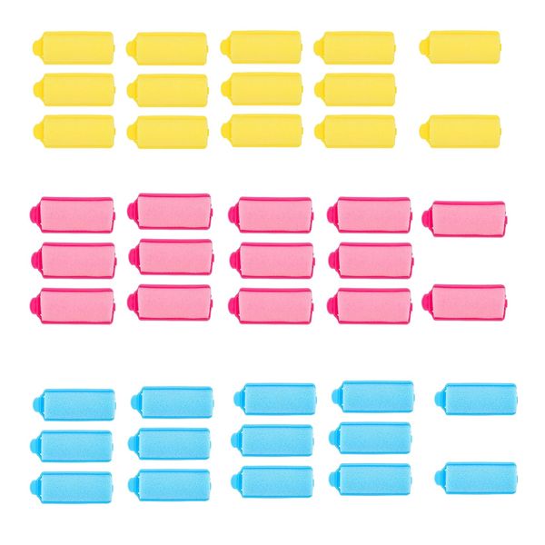 42 Pcs Foam Hair Rollers, Hair Rollers For Short Hair, Sleep In Rollers, Sponge Rollers For Hair, Styling Hair Curler Home Diy Curling Tool (Yellow, Pink, Blue)