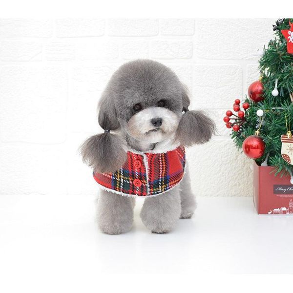 Festive Knitted Turtleneck Dog Sweater - Cozy Christmas Red Plaid Pet Winter Coat - Red / M