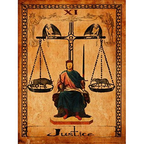 Justice Tarot Card Metal Sign, Metaphysical, Divination, Fortune-telling, Boho, Gypsy