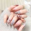 24 pieces set nail tip check and caramel gradation nail