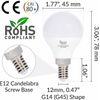 [6 Pack] LED G14 G45 Globe Candelabra 5W 120V 40W Equivalent E12 5000K Daylight