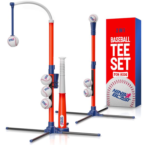 Baseball Batting Tee for Kids - T Ball Set for Toddlers 3-5, 4-6 - Tball Toys for Ages 3-4 - 3 4 5 6 Year old Boy Birthday Gift - Toddler Outdoor Toys for 3 Year Old Boys - Gifts for 3 Year old Boy