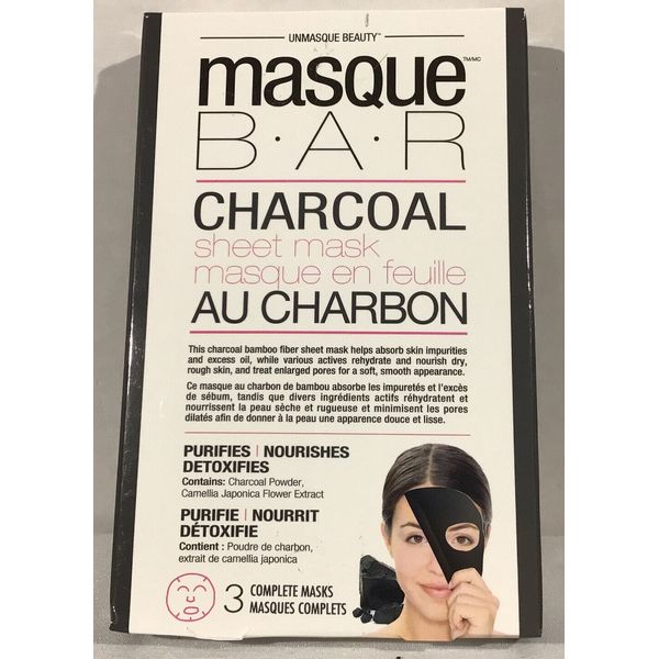 Masque Bar Charcoal Sheet Mask Box Contains 3 Complete Sheets To Purify Lot Of 5