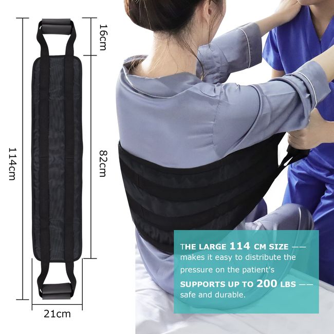 [LOSCHEN] 80cm Transfer Belt for Patient,Padded Bed Transfer Nursing Sling for Disabled, Elderly, Seniors, Injured-Safely Move from Car, Wheelchair, Bed(Black)