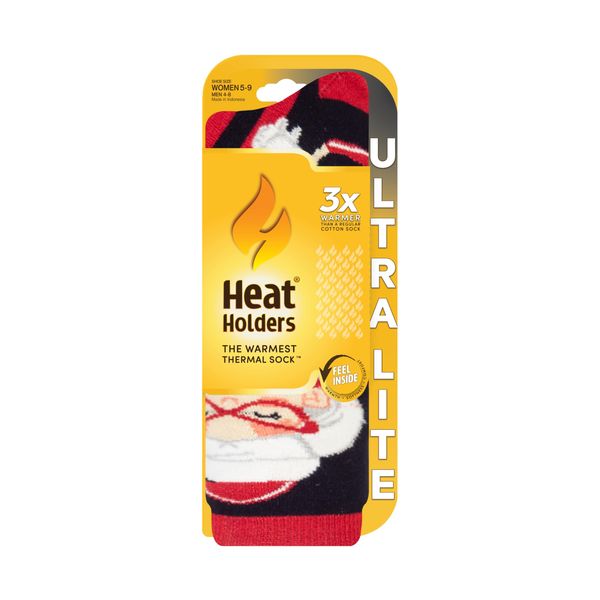 Heat Holders Women's Ellen Mrs. Santa ULTRA LITE® Crew Socks Navy/Red/Women's 5-9