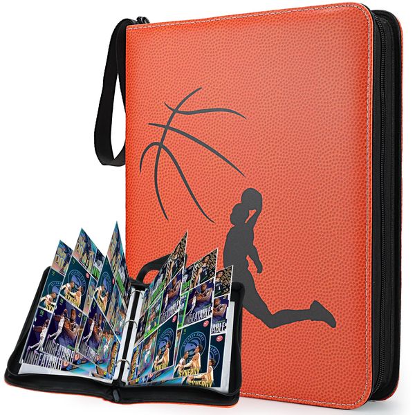 Trading Card Binder with Sleeves, 900 Pockets Basketball Card Binder, 9 Pocket 50 Pages Double Sided Removable Sleeves, Sports Albums Card Collection Holder, Portable Card Storage Case Protectors