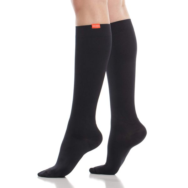 VIM & VIGR Moisture-Wick Nylon 15-20 mmHg Compression Socks for Women & Men (Black, Medium/Large (2))