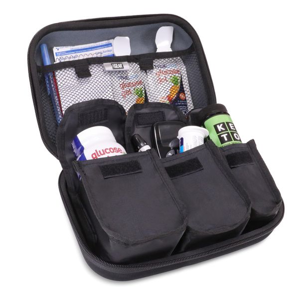 USA Gear Diabetikerbedarf Reisekoffer Organizer für Diabetikerzubehör - Blutzuckermesssystem, Spritzen, Insulinfläschchen und Lanzetten - Kompatibel mit ACCU-CHEK, TRUEtest und mehr - Schwarz