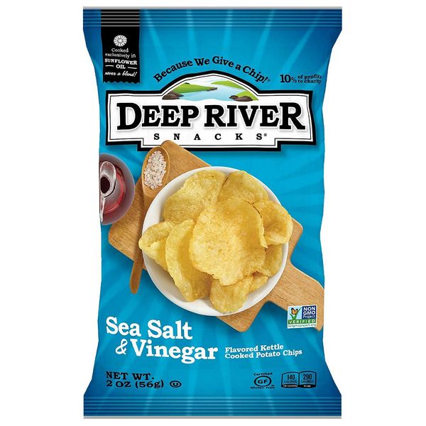 Deep River Snacks Sea Salt & Vinegar Kettle Cooked Potato Chips, 2-Ounce (Pack of 4)