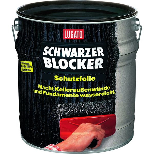 Lugato Schwarzer Blocker Schutzfolie 10 l - Wasserdichter, flexibler Bitumenanstrich