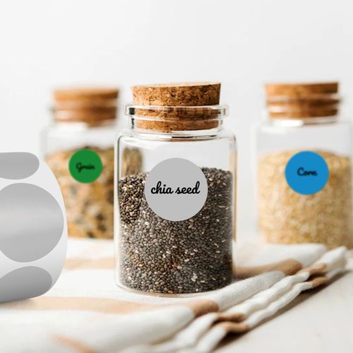 Meitaat Round Stickers Grey 1.5 Inch Circle Labels with Color Coding Dot Sticker Waterproof Removable Roll of 500 PCS