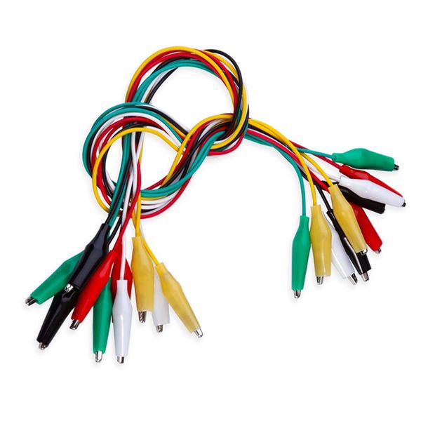 YFFSFDC 5 Colors 10pcs Tester Wire 50cm Alligator Clip Double Ended Electrical Test Cable Connector Wire Circuit Experiment Lead for Electronic Craft (Red White Black Green Yellow )