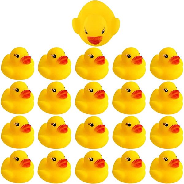 Umbresen Bath Duck Toys Yellow Rubber Ducks Preschool Bathtub Float Squeak Duckies Gift for Baby Toddler Infant Shower Car Pool Halloween Christmas Decorations (Yellow Set of 20)