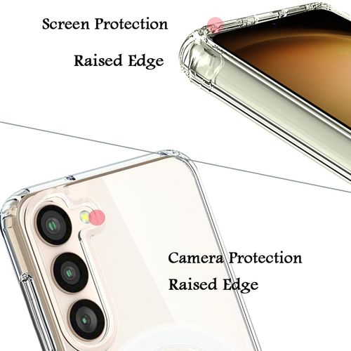 Unov Case Compatible with Galaxy S23 Case Magnetic Clear with Design Compatible with MagSafe Slim Protective Soft TPU Bumper with Hard PC Back Embossed Pattern (Flower Bouquet)