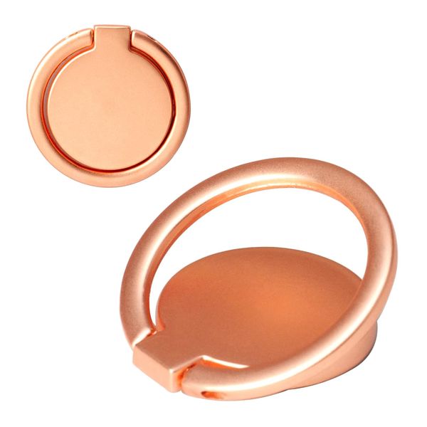 [2 Pack] Small Round Matte Finish Cell Phone Ring Holder Stand,360 Degree Rotation and 180 Degree Adjustable Finger Ring Kickstand with Frosted Metal Phone Grip (Rose Gold)