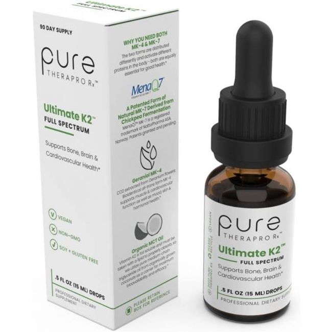 Pure Therapro Rx Pure Therapro Ultimate K2 Liquid Full Spectrum Vitamin Drops 680mcg All Trans MenaQ7 MK7