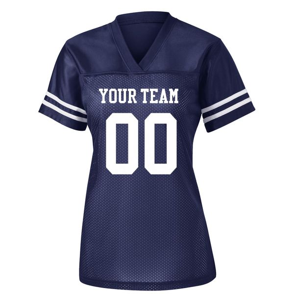 Womens Custom Football Replica Team Jersey (XX-Large, Navy)