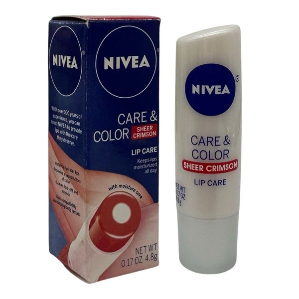 Nivea A Kiss Care & Color Lip Sheer Crimson Moisturizer Red Tinted Balm RARE