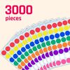 3000 Pieces - 25mm Coloured Dot Stickers, Sticky Dots Labels - 8 Assorted Colours