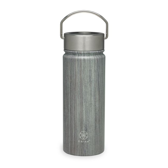 Gaiam Water Bottle Wide-Mouth Stainless Steel, Woodland, 18 oz