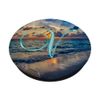 V Teal Beach Ocean Waves Sand Sunset Monogram Initial Letter PopSockets Swappable PopGrip