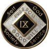 9 Year Black and Silver Glitter NA Medallion Official Narcotics Anonymous Chip