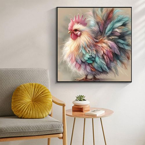 5D Diamond Art Kits for Adults Beginners Colorful Rooster，DIY Full Round Drill Diamond Painting Kits Cock,Chicken Paint by Diamonds Dots Gem Art Crystal Easy，Home Wall Decor 13.78X13.78 Inch