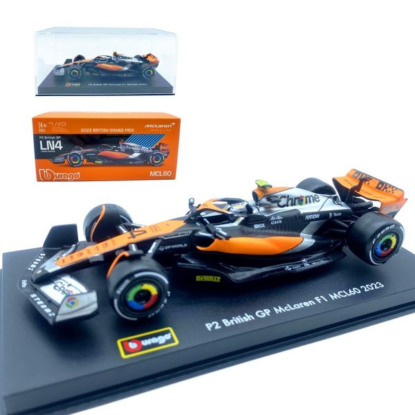 HTLNUZD Bburago 1:43 2023 F1McLaren MCL60#4 British GP Lando Norris Alloy Racing Car 1/43 Formula One Model Car Die Cast Adult Collection Vehicles Gift (Hardbound version)