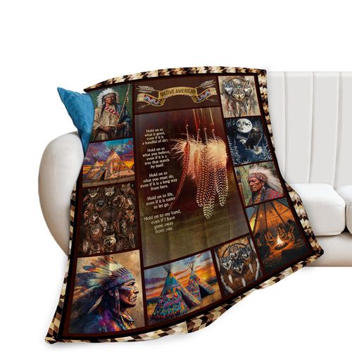 Golakra Native Indian Throw Blanket Native American Gifts for Boys Girls Women Men Plush Cozy Flannel Fleece Fuzzy Party Blankets 50"X40"
