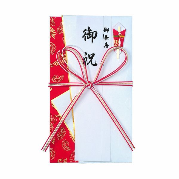 Maruay Ki-595R Ceremonial Bag, Celebration, Longevity Celebration, Wedding Anniversary, Flower Knot, Red and White, 1 Piece