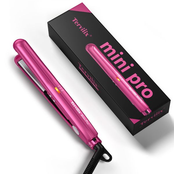 Terviiix Mini Curling Iron, 0.5 inch (13 mm) Straightening Iron, Travel Hair Straightening Iron, International Compatible, 248°F (120/160/200°C), 3 Temperature Settings, Heat Resistant Pouch Included