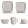 D&F Natural Cream 24 pc Dinner Set Dining Side Bowl Mug Cup&Saucer