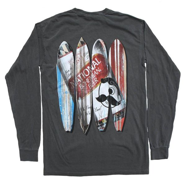 Natty Boh Can Surfboards (Pepper) / Long Sleeve Shirt - Small / Grey