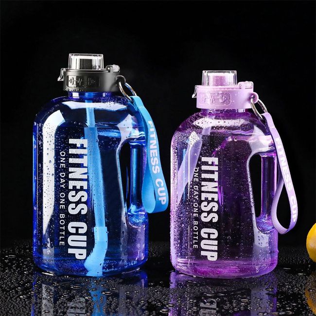 2.2L Large-capacity Water Bottle with Time Marker Portable Fitness Sports Water  Jug Gradient Color