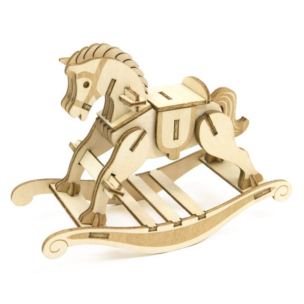 ki-gu-mi Wooden Horse, Fun for Elementary School Students and Adults, Wooden 3D Puzzle, DIY Craft Kit, Educational Toy for Boys and Girls, 3D Art, Great as a Gift for Adults