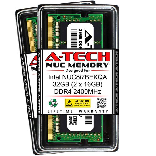 A-Tech 32GB (2 x 16GB) RAM for Intel NUC8i7BEKQA NUC 8 Enthusiast Mini PC | DDR4 2400MHz PC4-19200 1.2V SODIMM Memory Upgrade Kit