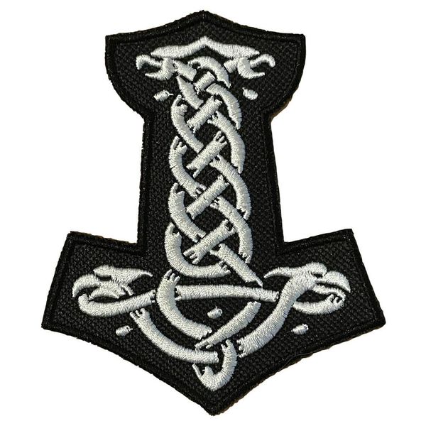 Smartbadge® Celtic Knot Thors Hammer Embroidered Sew or Iron on Patch (A)