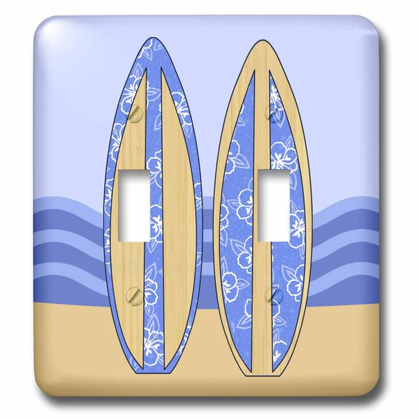 3dRose LLC lsp_77549_2 Blue Surfboard Design Double Toggle Switch