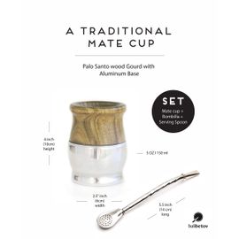 BALIBETOV Set of Two Yerba Mate Gourd and One Pack of 100gr - 3.5OZ of  Yerba Mate - Yerba Mate Cup Argentina - 2 Mate Tea Cup, 2 Bombilla, 1  Cleaning