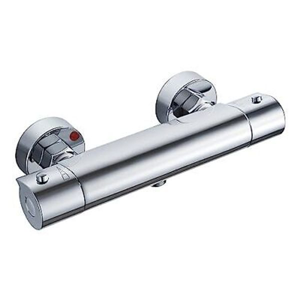 Solepearl Chrome Thermostatic Shower Mixer, Round Wall Mounted Thermostatic