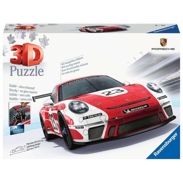 Ravensburger 3D Puzzle Porsche 911 GT3 Cup in Salzburg Design 11558 - The Famous Vehicle and Sports Car as a 3D Puzzle Car