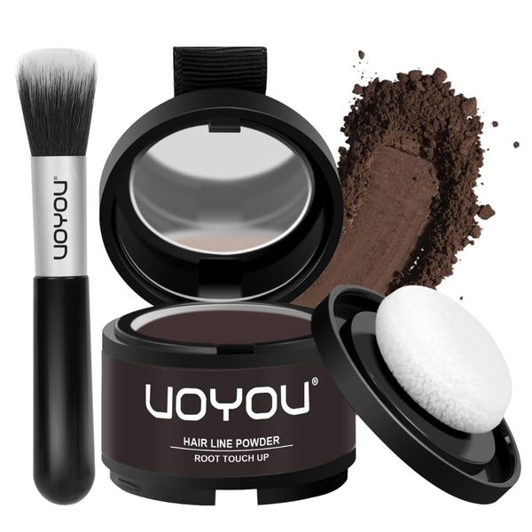 Root Touch Up Powder Instantly Conceals Hair Loss, Hairline Powder, Gray Root Cover Up Powder, Water & Sweat Resistant Hair Powder for Thinning Hair Men & Women, Includes Brush (Medium Brown)