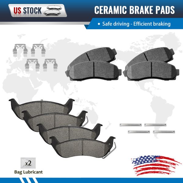 Front & Rear Ceramic Brake Pads w/ Hardware For 2010 2011 FORD RANGER All Models